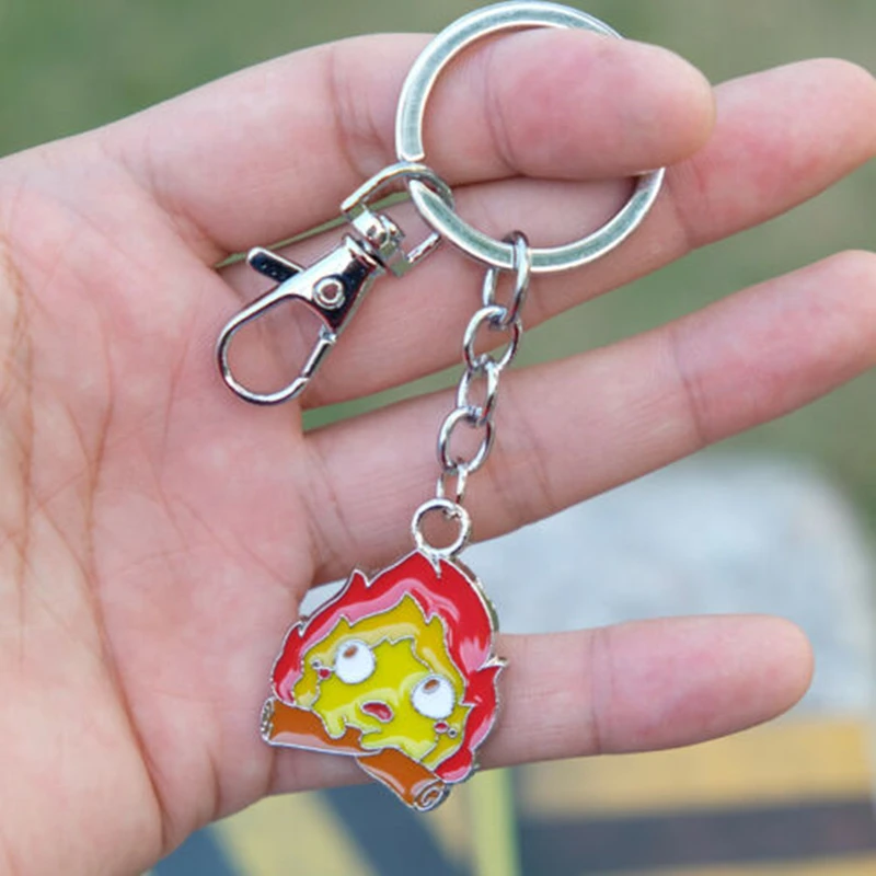 Высокое качество цинковый сплав Ходячий замок Calcifer брелок Подвеска