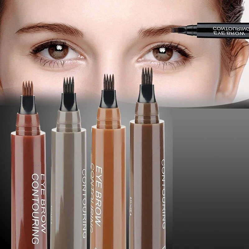 

Makeup Fine Sketch Liquid Eyebrow Pen Waterproof Brow 4 Fork Tip Cosmetic Art Tint Eye Brow Pencil Microblading Tattoo Eyebrows