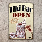 Tiki Bar Open, ретро металлический знактабличка, подарок, барфотоэлемент