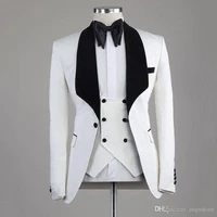 jeltonewin 2021 tailored made groomsmen white groom dress tuxedo velvet shawl lapel men suits for wedding best man blazer 3 pcs