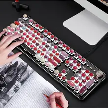 Creative Retro Punk Mechanical Lipstick Metal Keyboard Mouse Set Laptop Desktop Computer Round Key Keyboard Accessory