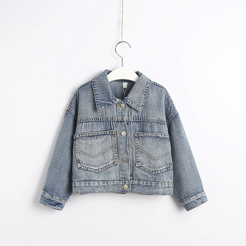 Girls Fashion Tassel Denim Jacket With Big Pockets Spring Autumn Kids Wholesale Lots Bulk Clothes Toddler Girl Cotton Jeans Coat | Детская