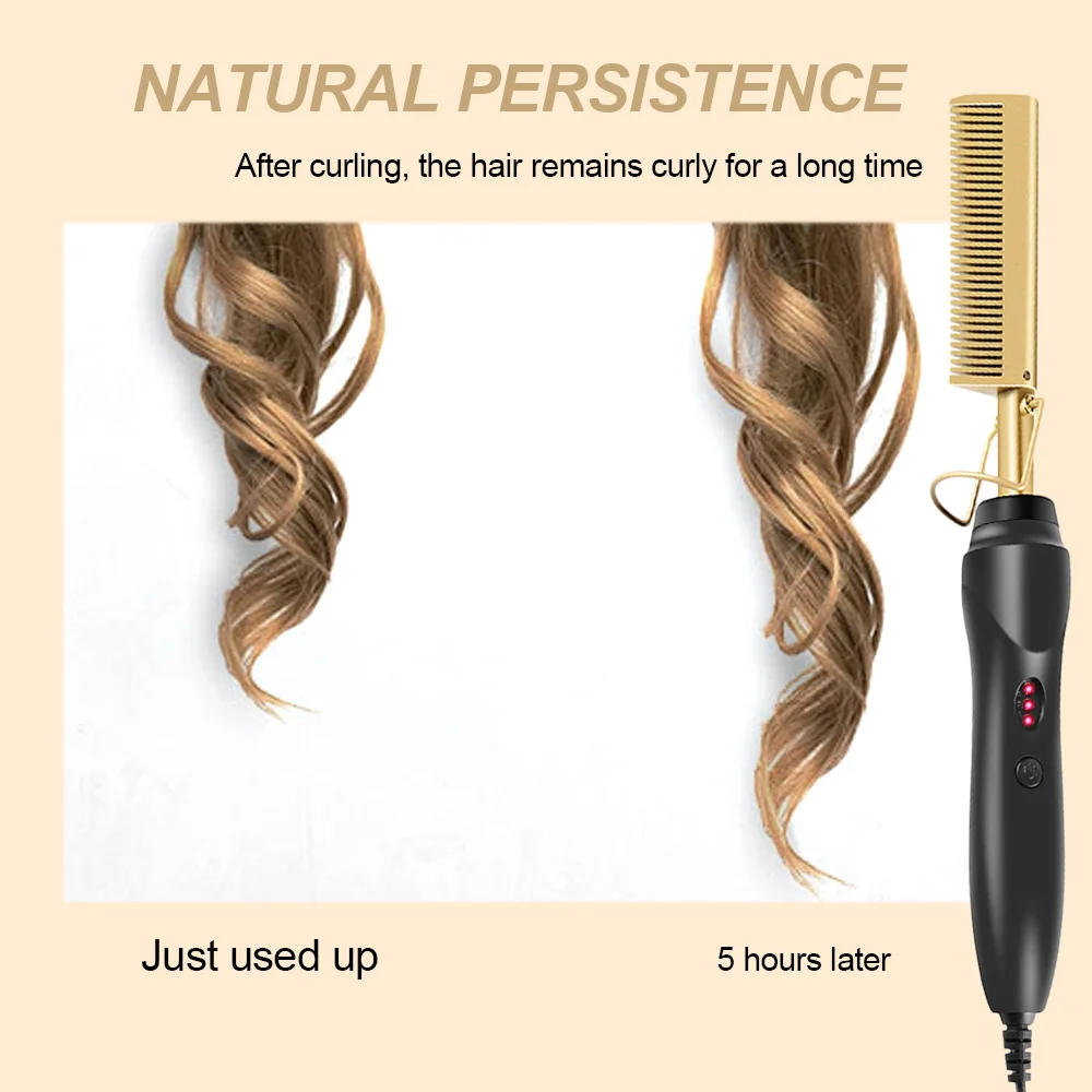 

Hair Straightener Hot Comb Straightening Brush Wet Dry Dual Use Hot Heating Hair Straight Styler Curling Iron Hair Curler Comb