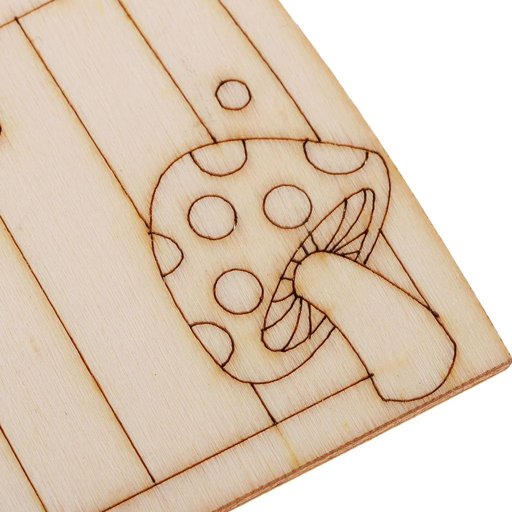 

Set of 10 Small Mini Cut Wooden Fairy Elf Doors Unpainted 10cm Tall