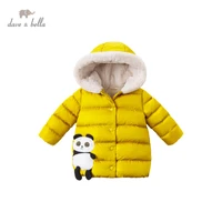 dbz16316 dave bella winter baby girls fashion cartoon panda pockets padded hooded coat children tops infant toddler outerwear