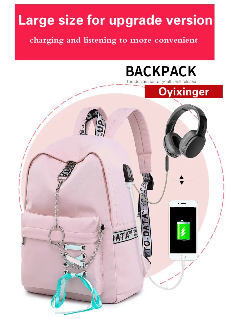Fashion Girl Schoolbag Students Pink Laptop Backpack School Bags For Teenage Girls Women Backpacks Mochila infantil Escolar
