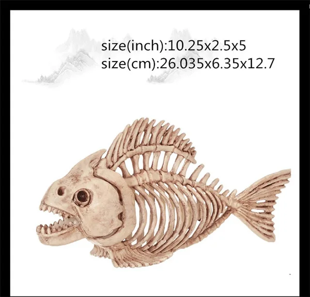 fish Хэллоуин реквизит ужас Скелет Дракон Собака Змея паук Скелет животного кости дом с привидениями Escape Horror украшения - Цвет: fish