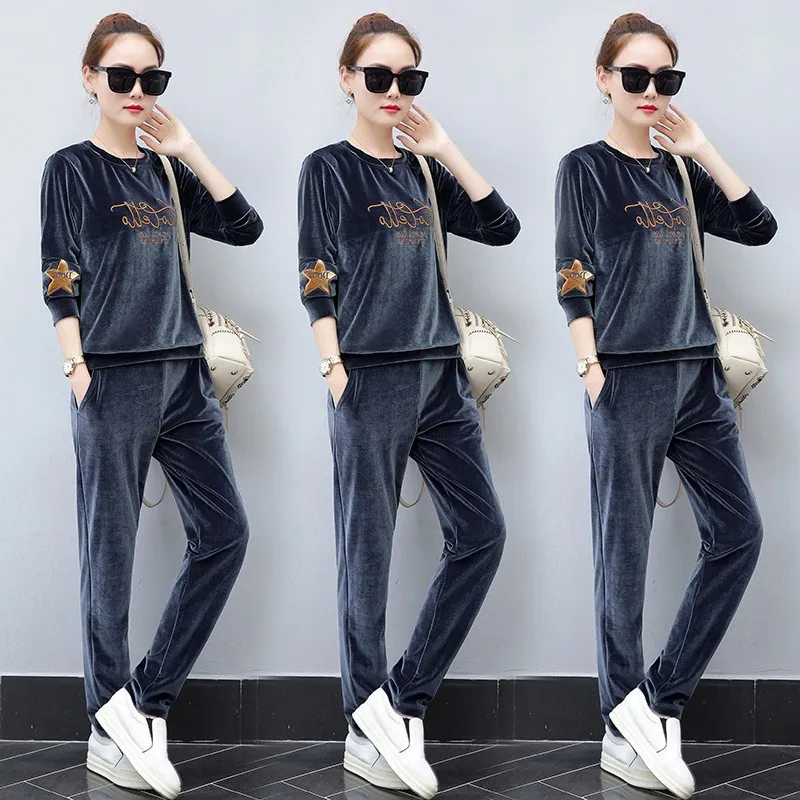 Женский осенне-зимний комплект из 2 предметов однотонный свитшота и брюк Женская