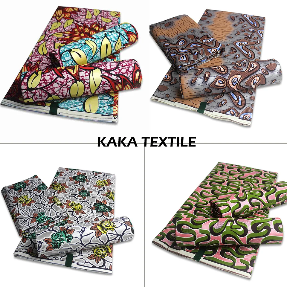 Африканская вощеная ткань в нигерийском стиле хлопчатобумажная с принтом