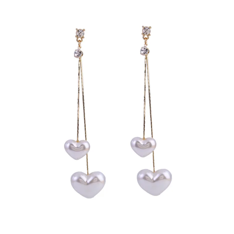 

Temperament Tassel Long Style Simple Earrings Jewelry For Women 2020 South Korea New Pearl Love Pendant Earrings