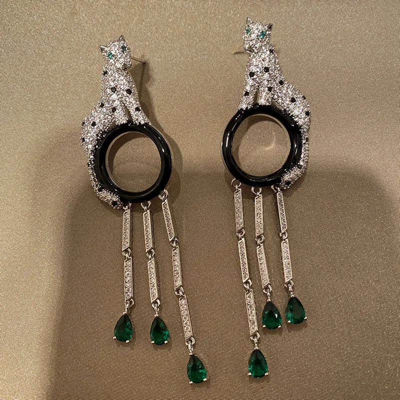 New Designer cubic zircon long tassel earrings silver color Party jewelry for women | Украшения и аксессуары