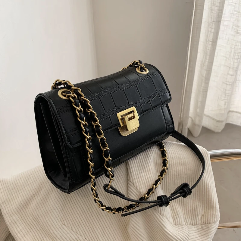 

Stone Pattern PU Leather Crossbody Bags for Women 2021 Branded Trending Chain Shoulder Bag Lady Luxury Small Handbags and Purses