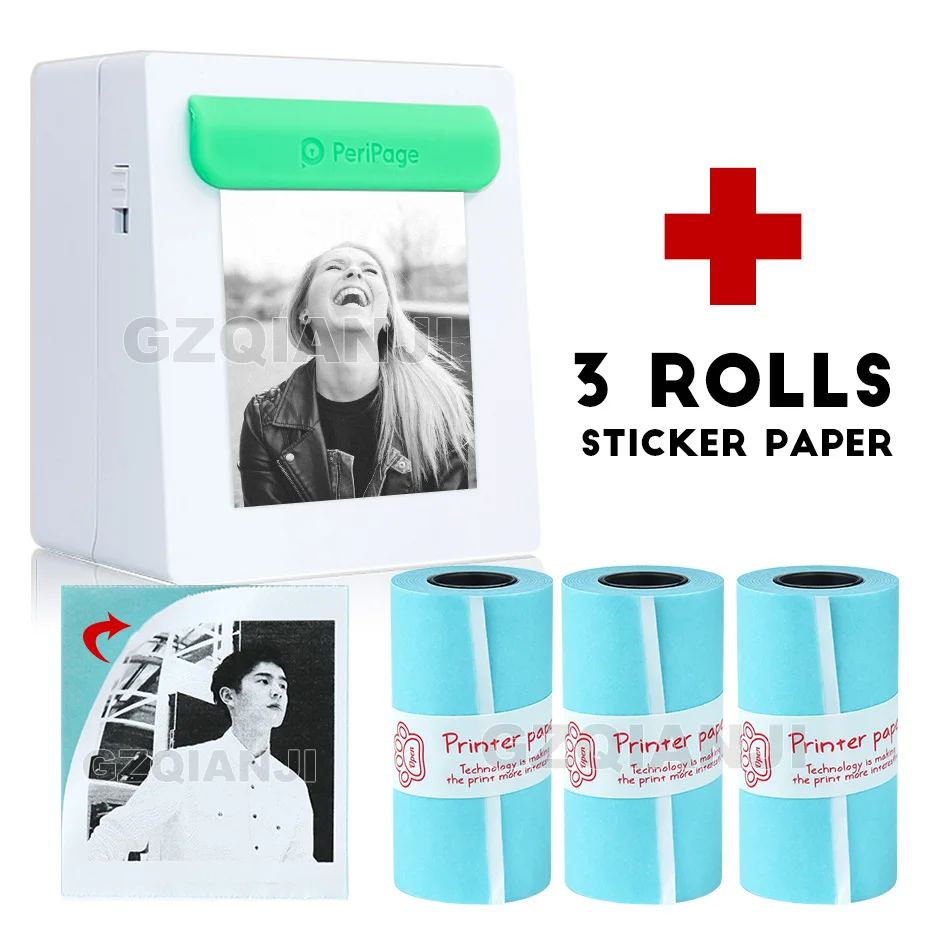 Add 3 Sticker Paper 203 точек/дюйм портативный Bluetooth принтер фото принтер мини принтер портативный фотографии принтер для мобильного телефона Android iOS Windows - Цвет: Add 3 Sticker Paper