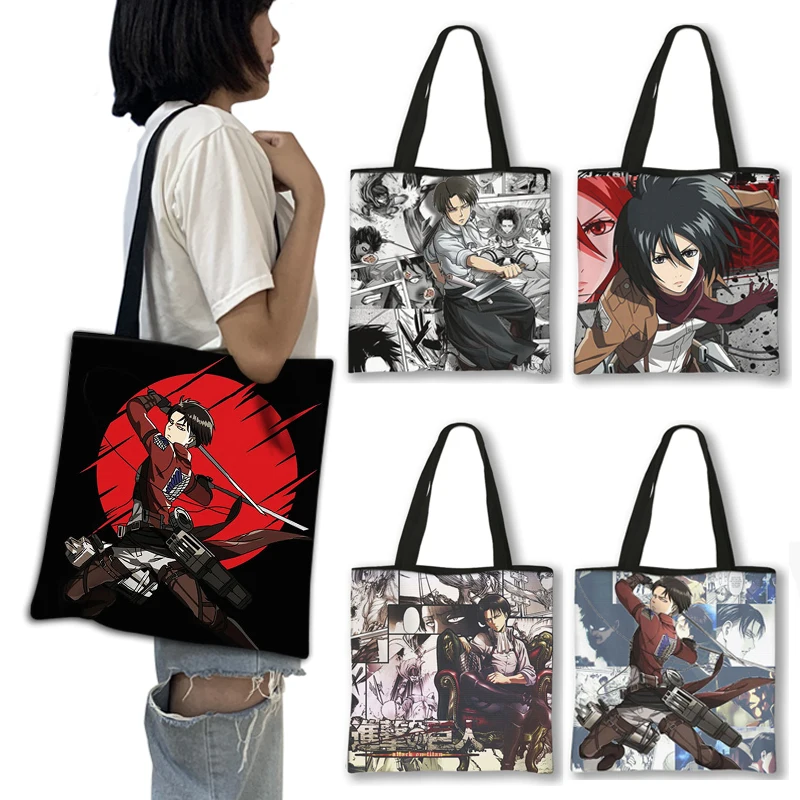 

Japanese Anime Attack on Titan Tote Bag Female For Travel Armin Arlert Women Shoulder Bags Large Capability Totes Bag Gift