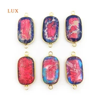 2pcs natural stones exquisite stone cylindrical pendants two hole gold connector charm woman jewelry making necklace bracelet