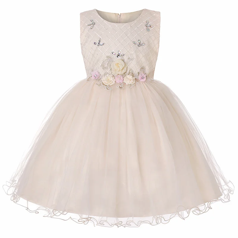 

New Arrival Kid Flower Girl Dresses For Party And Wedding Flower Appliqued Crystal Beading Vestido Primera Comunion