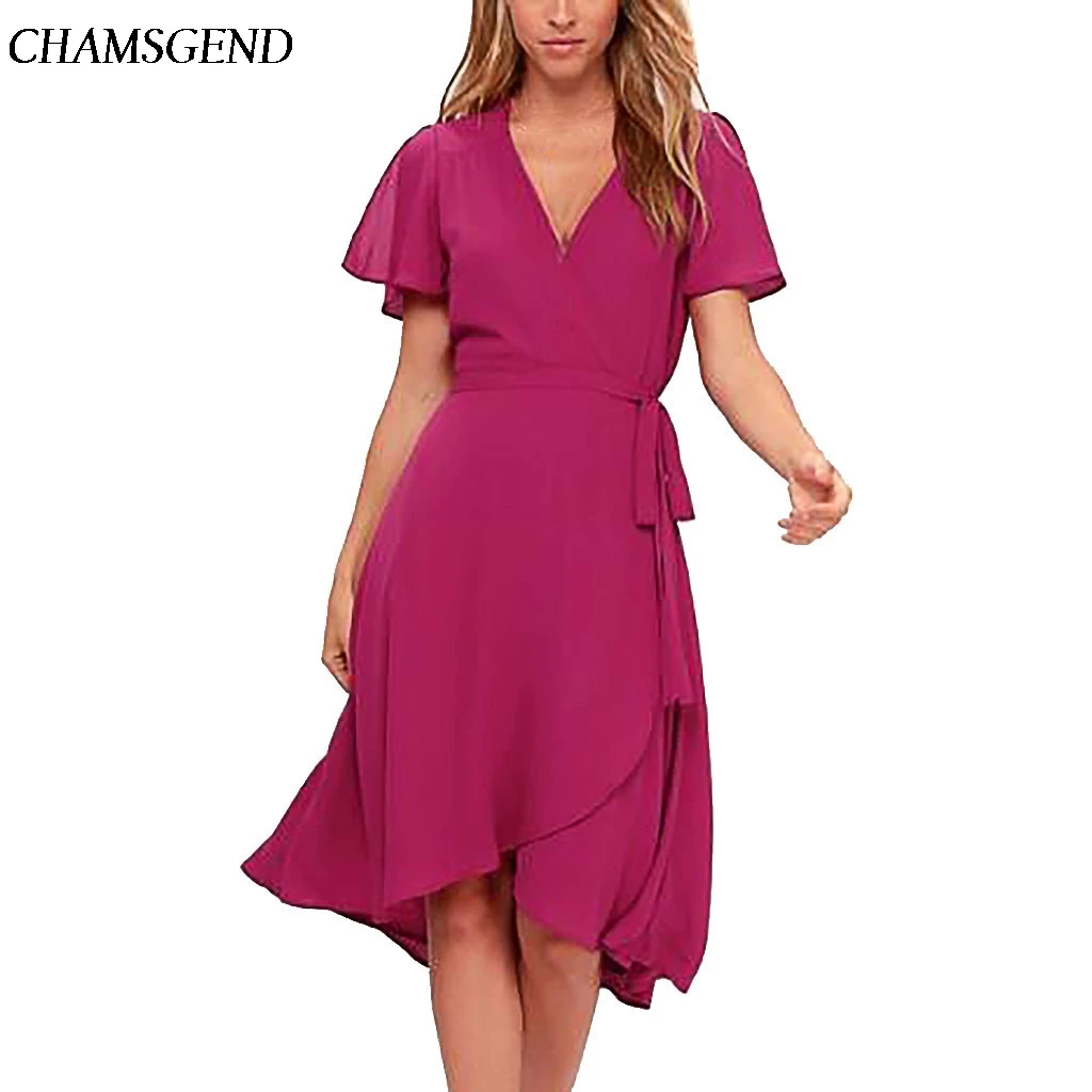 Женское вечернее платье с коротким рукавом повседневное однотонное