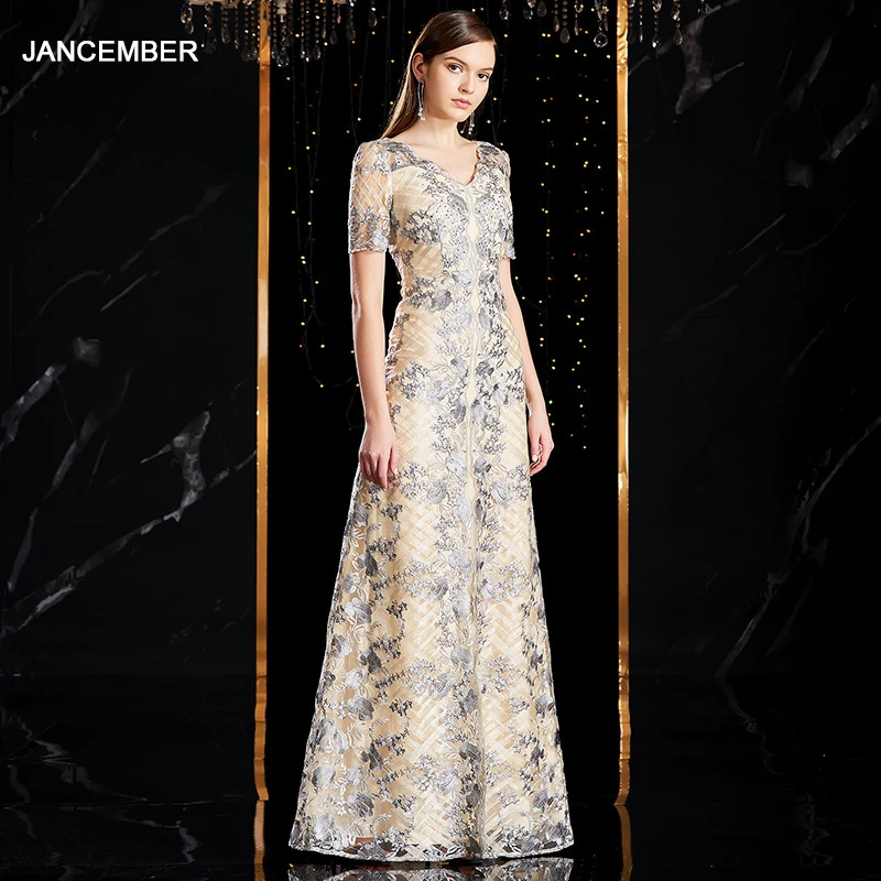 

J9032 jancember women's evening dress a line deep v-neck appliques lace elegant homecoming dresses robe de soiree longue mariage