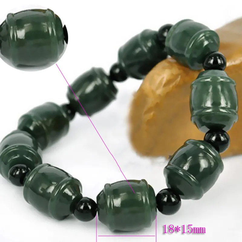 

Genuine Natural Green Jade Bracelet Men Women Xinjiang Hetian Jades Stone Beads Elastic Beaded Bangle Lucky Amulet Bracelets