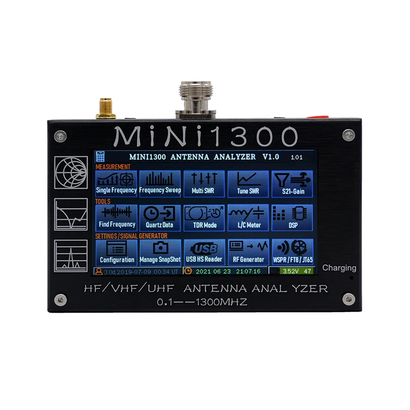 Анализатор антенна UV + HF Mini1300 сенсорный ЖК дисплей 4 3 дюйма 0 1 1300 МГц 13 ггц HF/VHF/UHF ANT