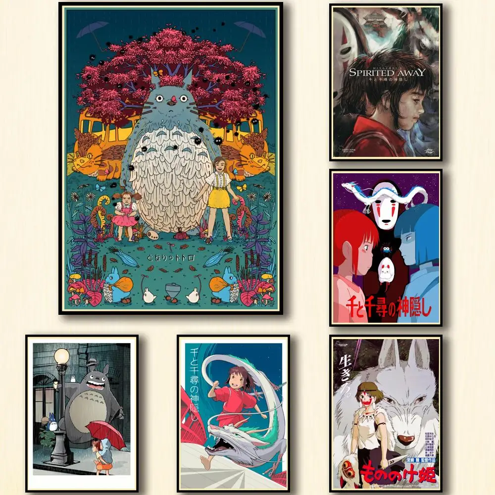

45 Designs Ghibli Miyazaki Hayao Movie Whitepaper Poster Painting Abstract Fancy Wall Sticker for Coffee House Bar A3 1