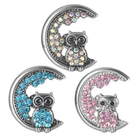 new animals owl rhinestone snaps buttons jewelry owls metal snap buttons fit 18mm snap bracelet bangle women vn 2073