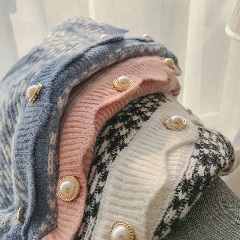 

Sweaters Women O-neck Loose Oversized Patchwork Stylish Casual Long Sleeve Female Cardigan Korean Version Knitting All-match Top