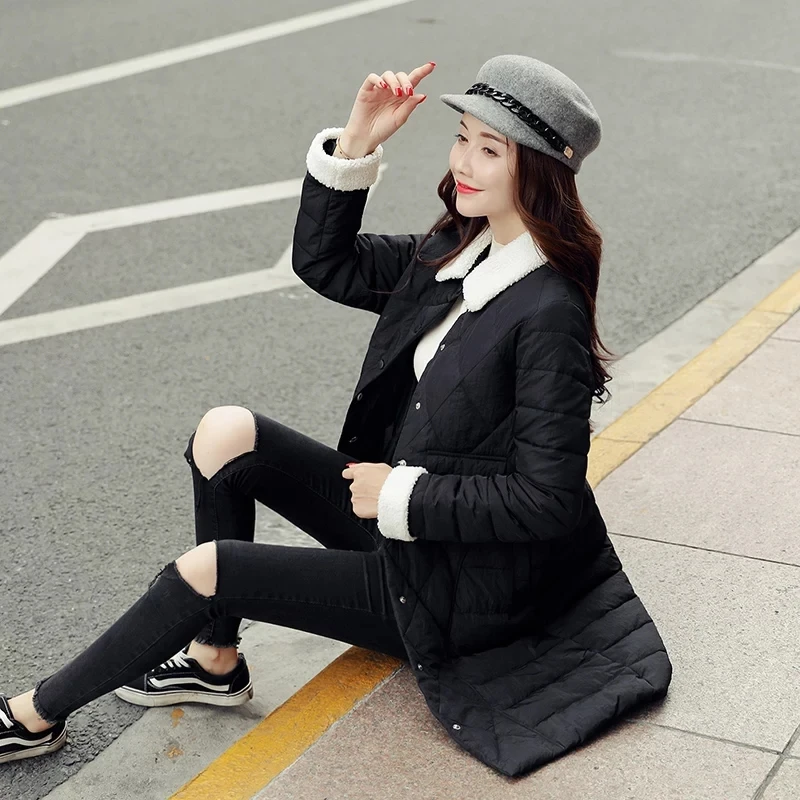 2019 Женское зимнее теплое пальто плюс размер однотонная хлопковая куртка женская