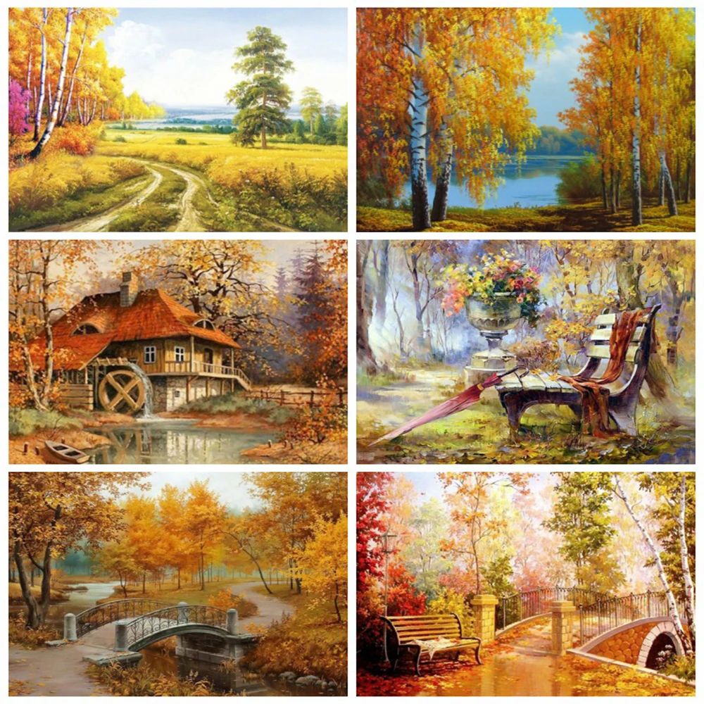 

Алмазная мозаика EverShine, осенняя вышивка бисером, вышивка крестиком 5D, алмазная живопись, пейзаж, украшение для Стразы