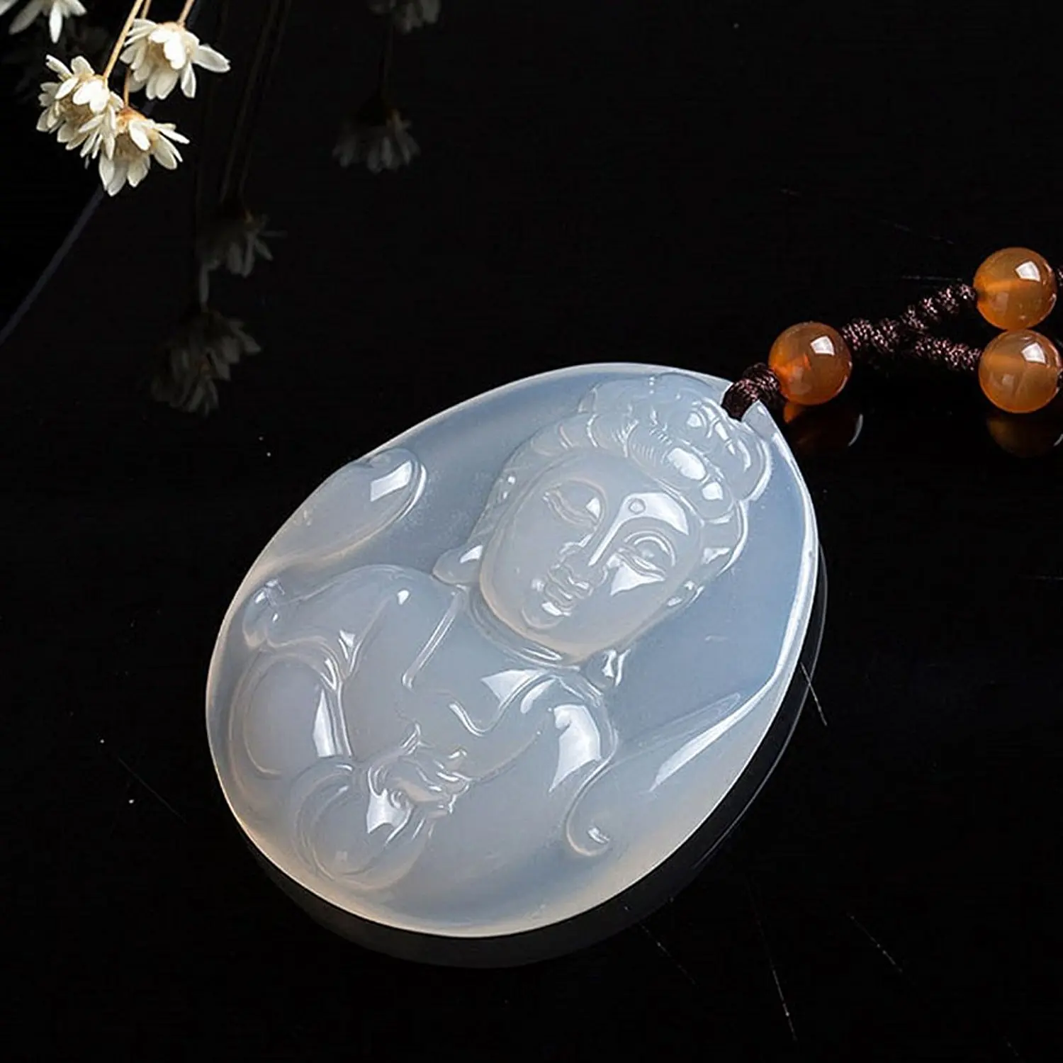 LETSFUN изящные ювелирные изделия подвеска-ожерелье из натурального белого агата