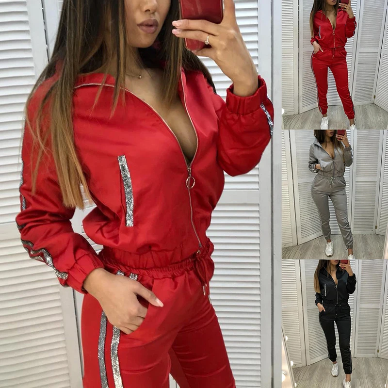 

LOOZYKIT Women Two Piece Set Winter Sports Suit for Women Office Lady Loose Casual Female Zipper Sports Suit Fashion Tracksuit