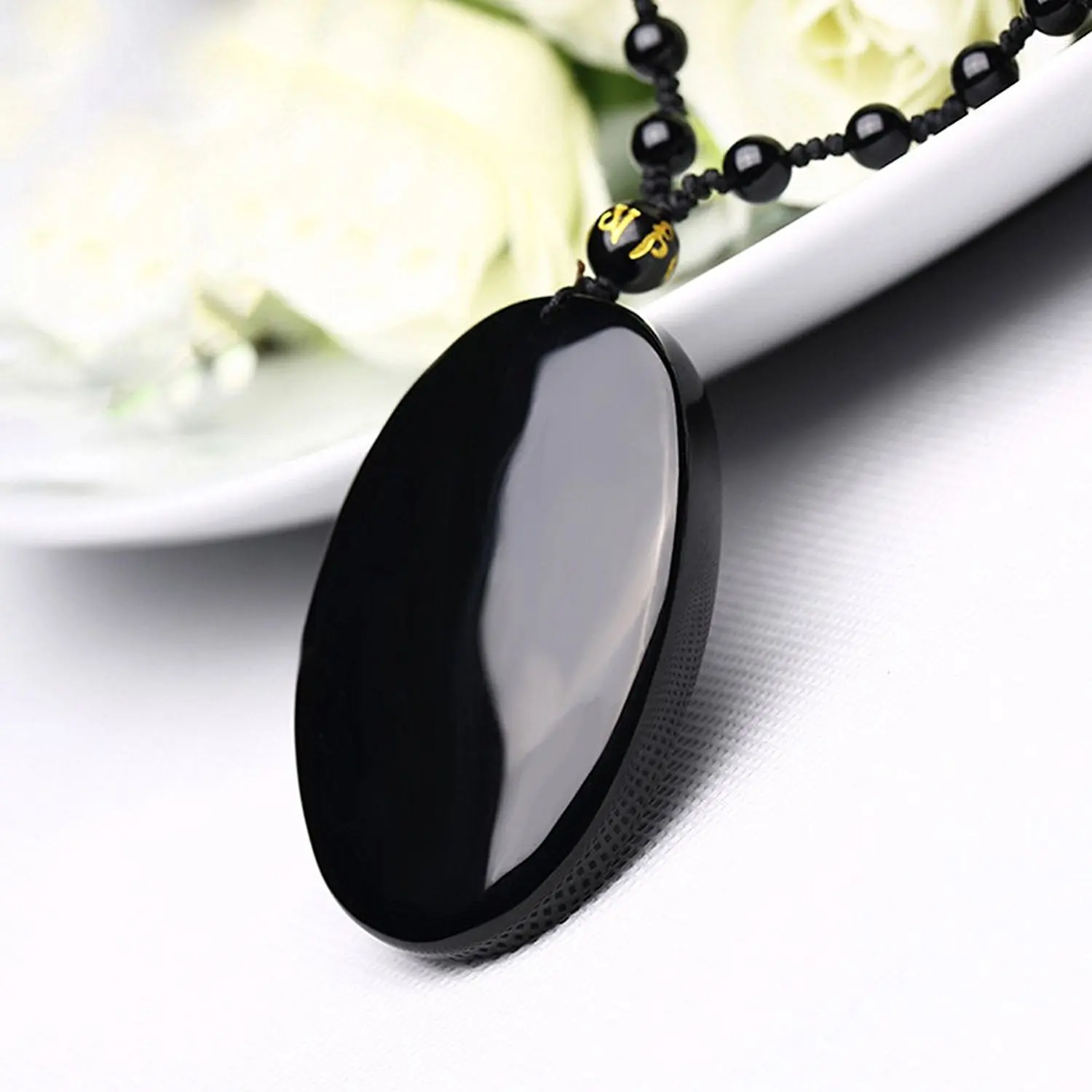 LETSFUN Fine Jewelry Hand Carved Natural Obsidian Sakyamuni Buddha A Necklace Pendant Free Shipping | Украшения и аксессуары