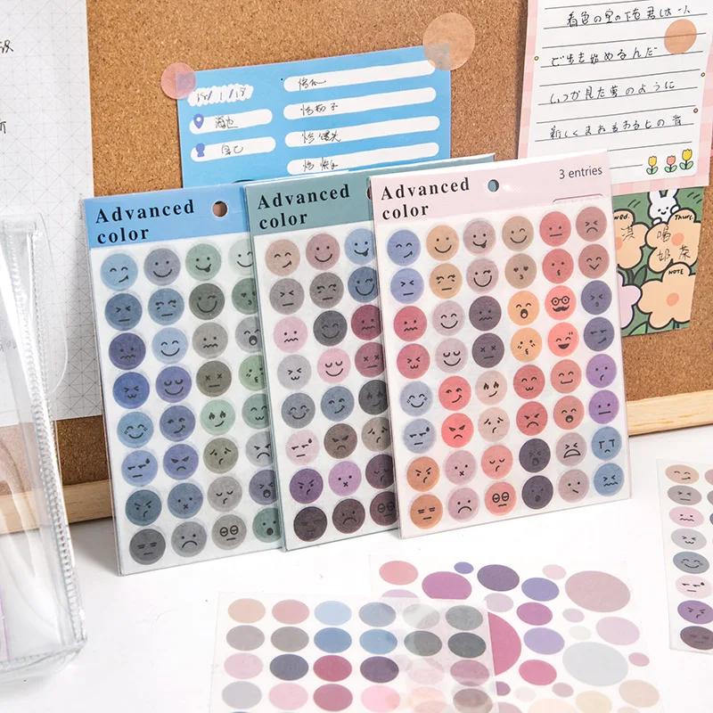 

3sheets/Pack Small Round Scrapbooking Paper Stickers Set Mark Label DIY Diary Mobile Adhesive Craft Decoration Supplies