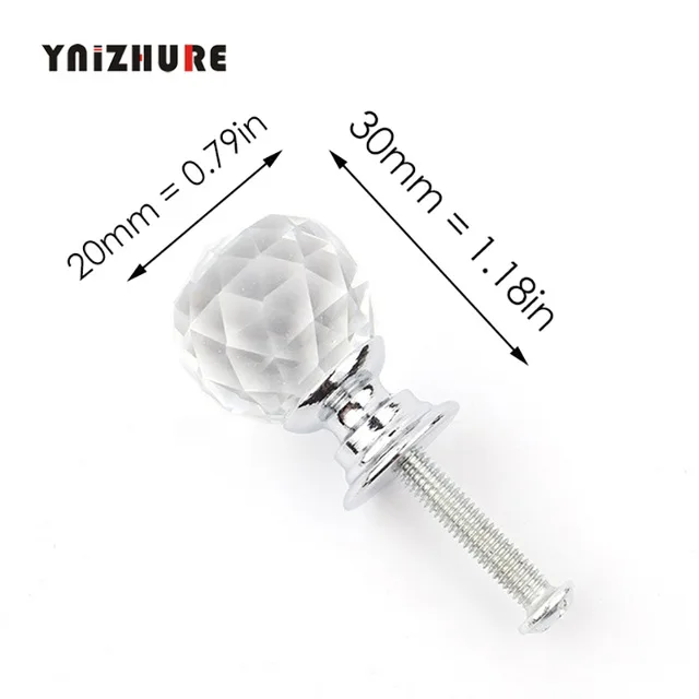 20mm Ball Silver YNIZHURE брендовые Хрустальные стеклянные ручки для шкафа ручки для выдвижных ящиков кухонный шкаф ручки оборудование для обработки мебели - Цвет: 20mm Ball Silver