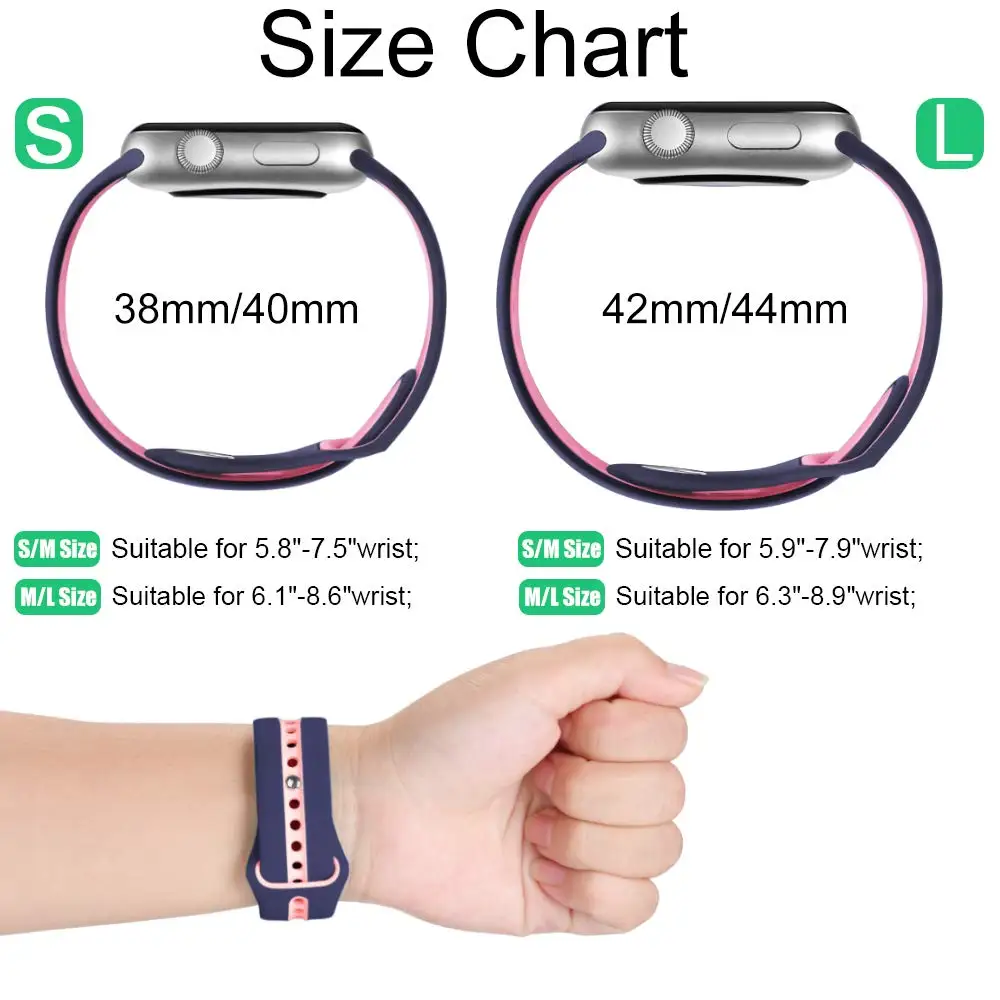 Силиконовый ремешок для apple watch band 44 мм 40 мм наручных часов iWatch, ремешок 38 мм 42 мм дышащий спортивный ремешок Браслет apple watch 5 4 3 2 1