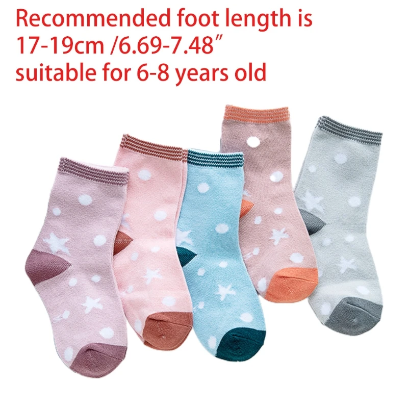 

5 Pairs Children Kids Cotton Crew Socks Cute Cartoon Animal Print Breathable Funny Novelty Winter Stockings 6-8 Years