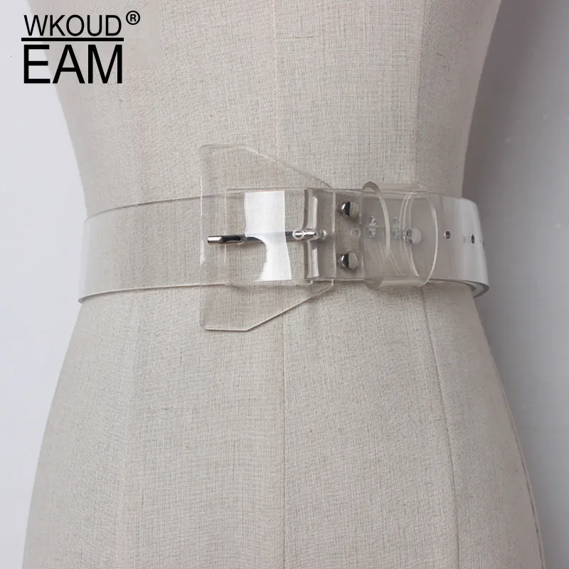 Женский ремень из прозрачного пластика WKOUD EAM однотонный Повседневный ПВХ весна