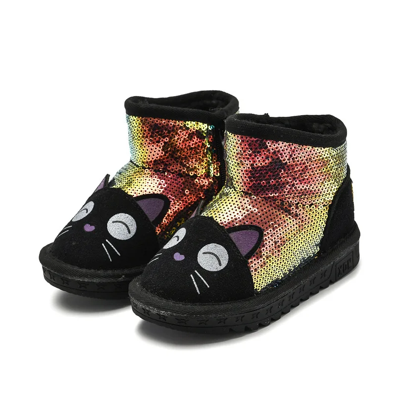 Детские зимние ботинки коллекция 2019 года милые с хлопковой подкладкой для