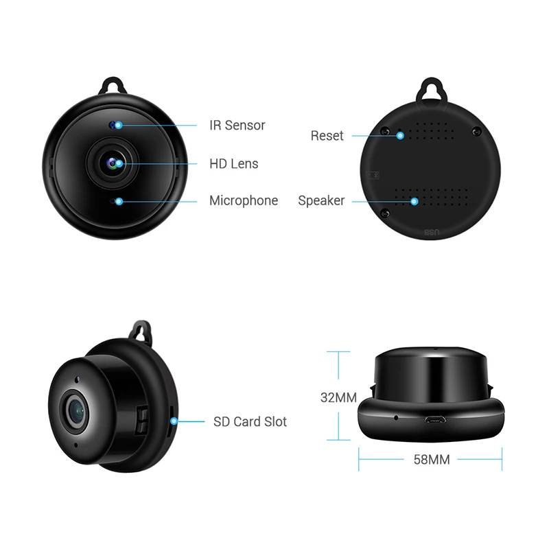 Мини Wi-Fi IP-камера HD 1080P Беспроводная внутренняя камера ночное видение