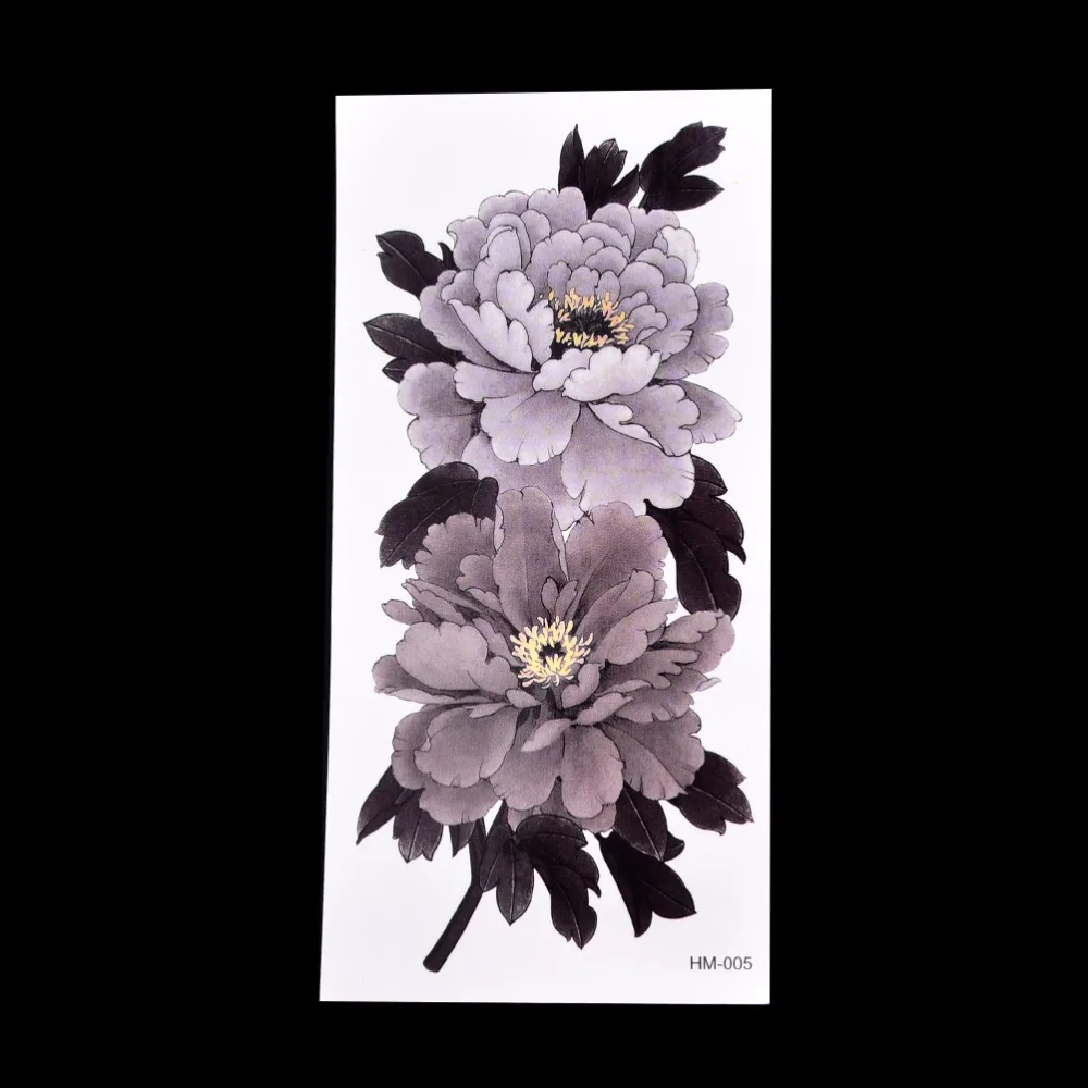 Grey-White Waterproof One-Time Tattoos Stickers Arm Leg Tatto Sticker China Peony Flower Temporary Tattoo Series Newest | Красота и