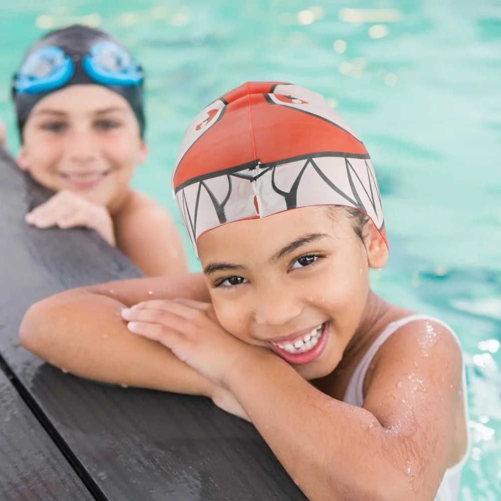 

3pcs Cartoon Fish Pattern Silicone Swimming Hat Kid Swim Cap Bathing Cap