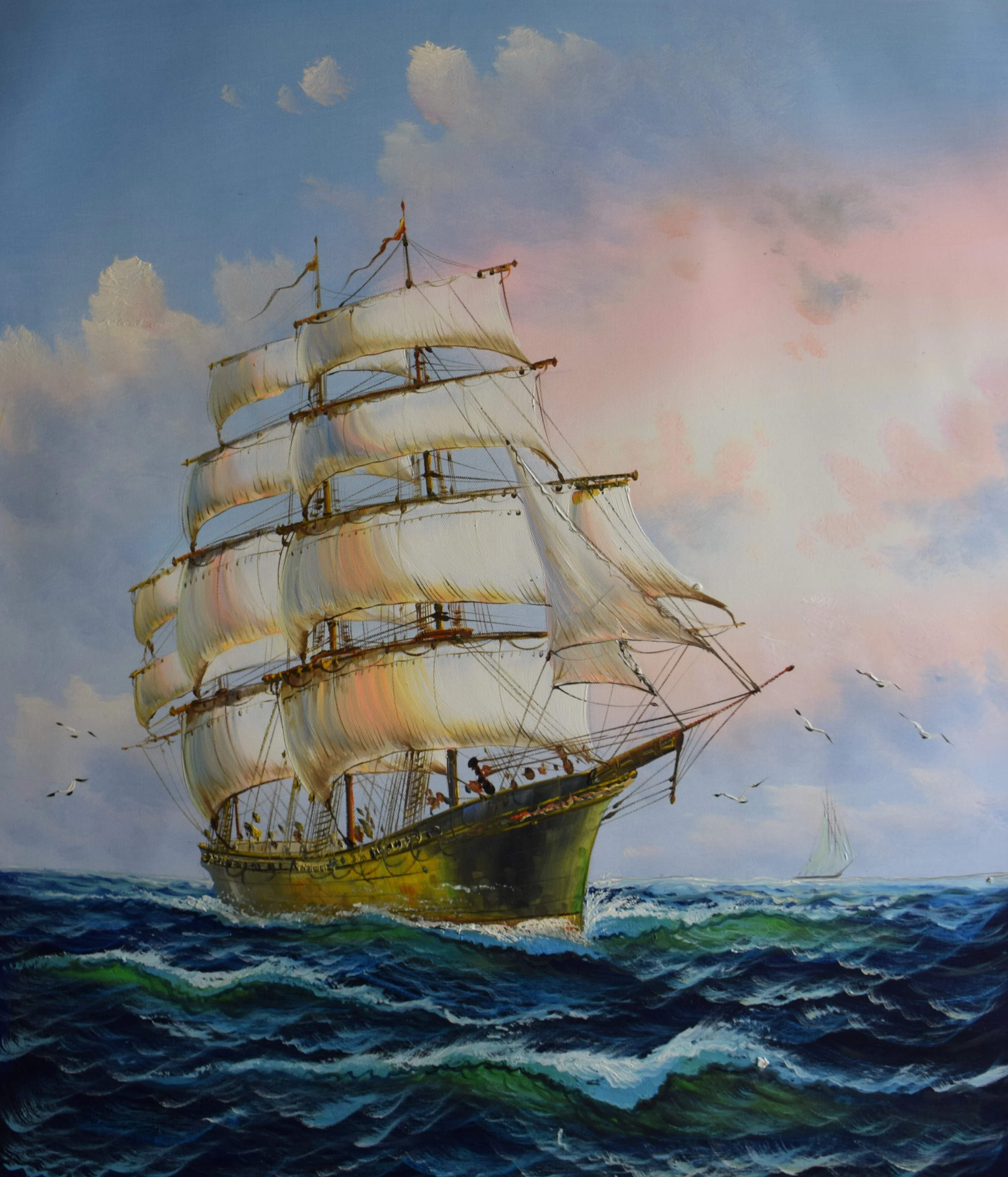 Ультра низкая цена Распродажа 100% ручная роспись маслом на холсте парусник пейзаж