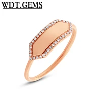 0 11 ct 10k rose gold natural round cut diamond id name plate engravable ring