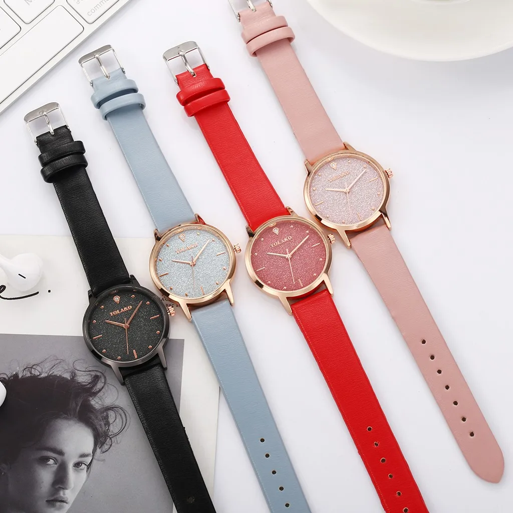 

2021 Women Fashion Watch Simple Starry Sky Frosted Inlaid Diamond Belt Ladies Quartz Watch Analog Wristwatch Ladies Girls Gifts