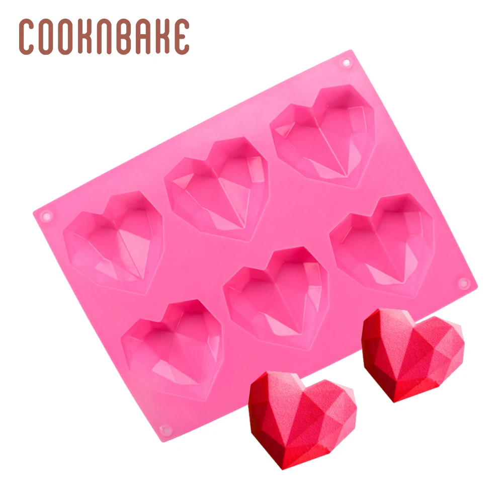 COOKNBAKE, мыло ручной работы, форма сердца, силиконовая форма для торта, выпечка, 6 полосок, для пудинга и желе, формы, инструмент для украшения торта