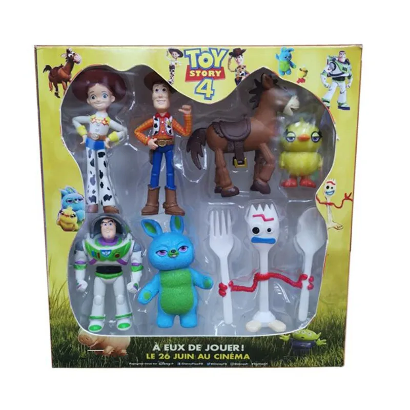 7pcs История игрушек 4 мультяшная фигурка игрушка Вуди Базз Лайтер Джесси форки кукла Фигурка детский подарок - Цвет: 7pcs