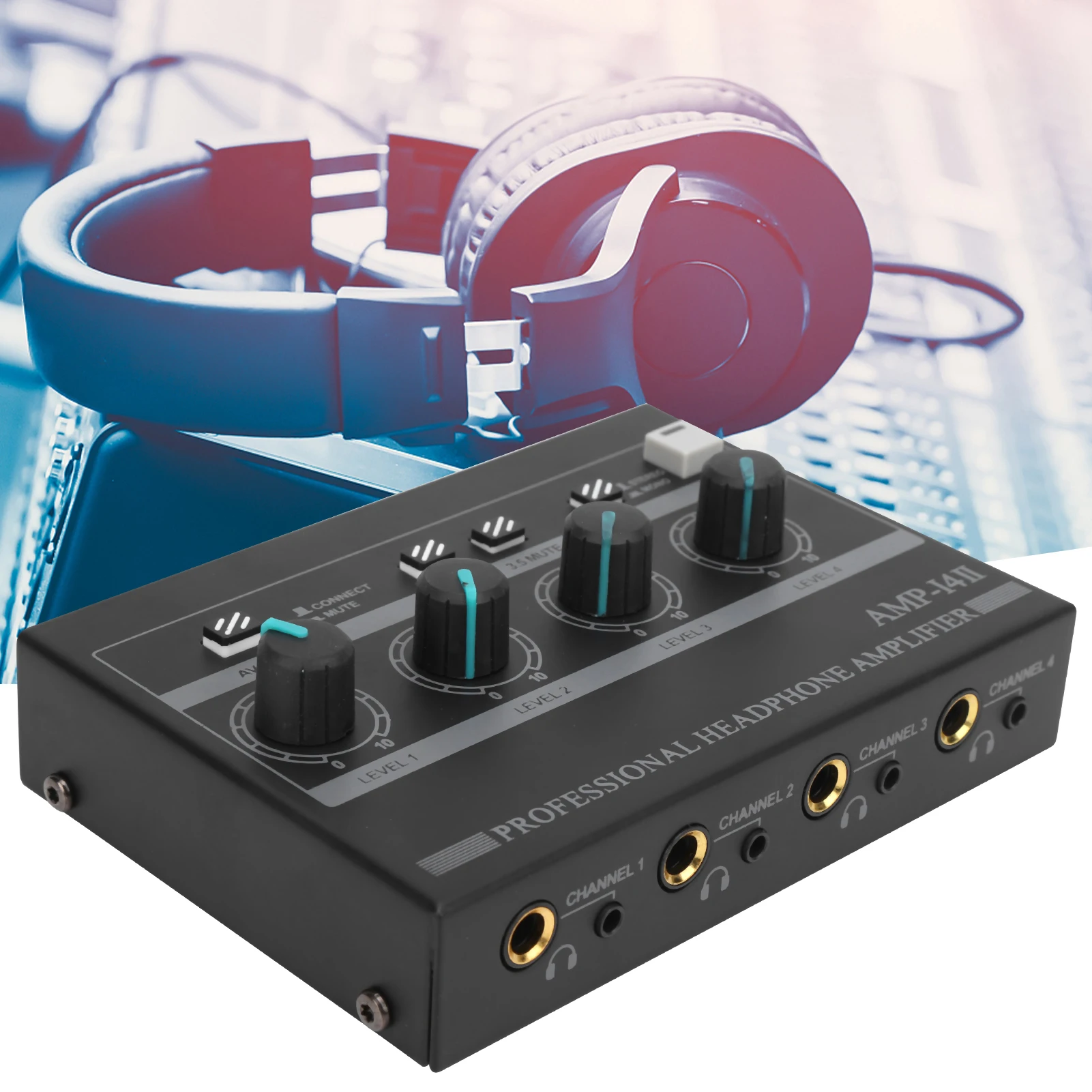 Amplificador de Auscultadores Ferroalloy Mono Monitor Estéreo Conjunto Amp-i4 100-240v Carregáveis 4-channel –