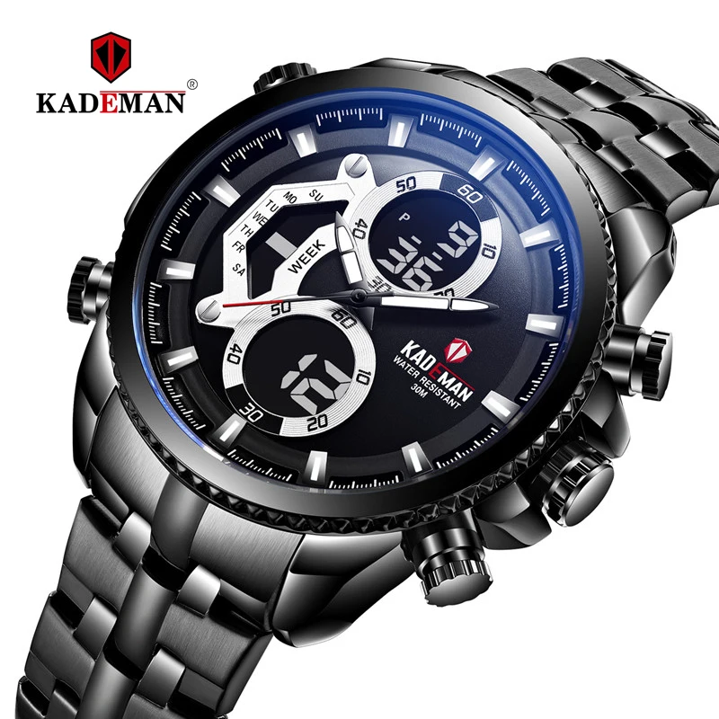 Новые роскошные мужские часы 30 м водонепроницаемые спортивные светодиодные