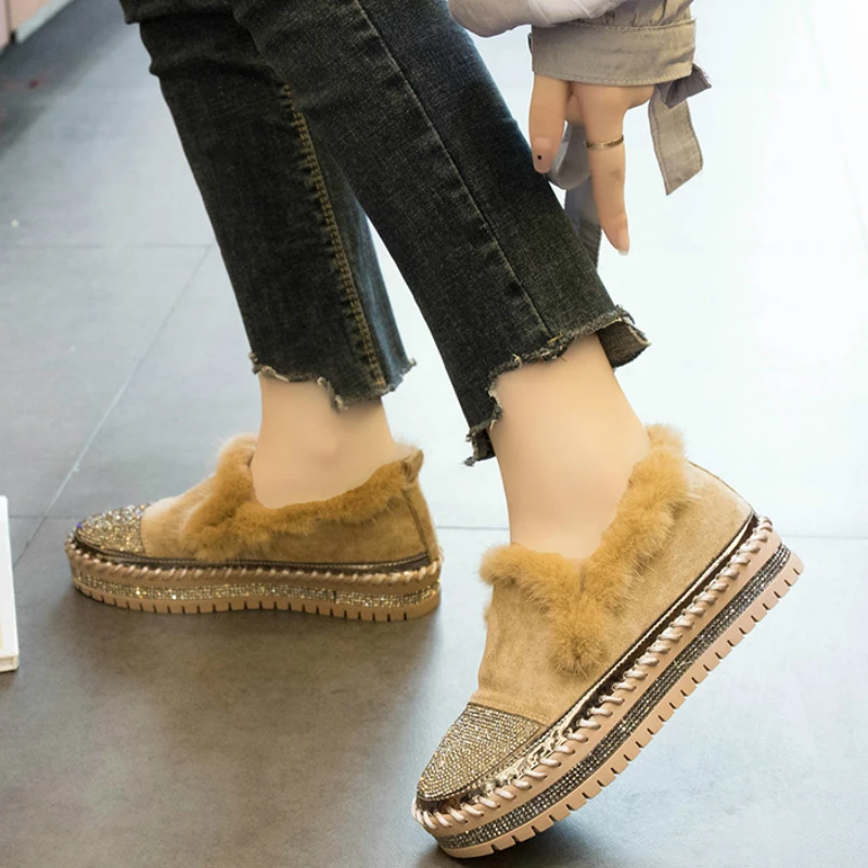 

Разнопарные туфли, повседневные, с красной сеткой, на толстой подошве, с вельветом, с отделкой стразами, 2020