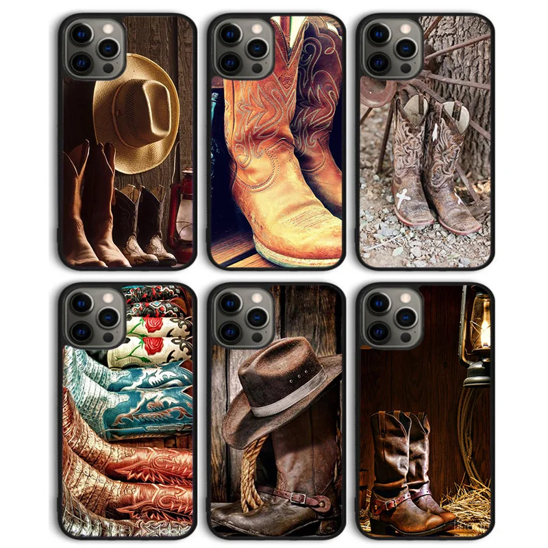Ковбойские ботинки Cowgirl шляпа чехол для телефона задняя крышка iphone 14 13 11 12 Pro Max mini